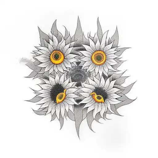 2 Black Cats On A Sunflower