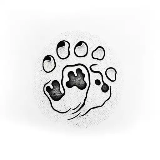 A Minimalist Tattoo Of An Animal Paw Print With A Musical Note In The Center
