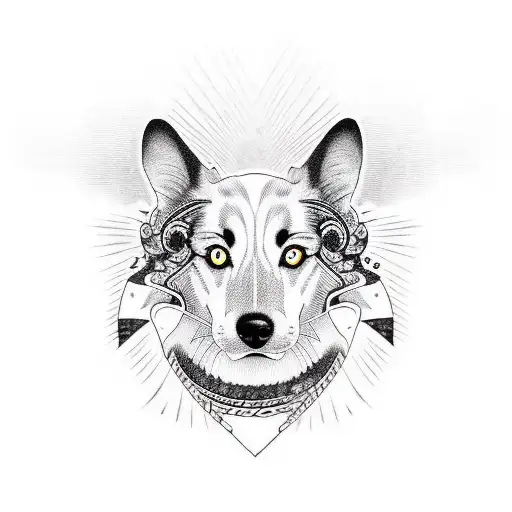 Black Bold Lines Running Dog With Stripes