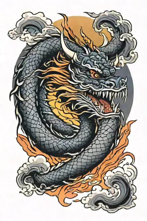 Flaming Dragon At Sunset