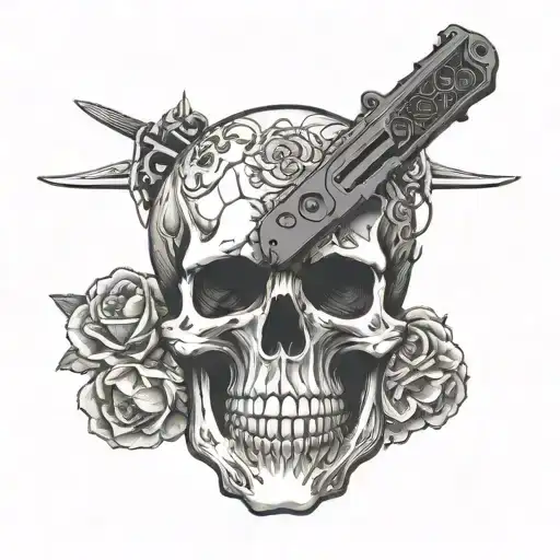 Skull And Gun And Knife
