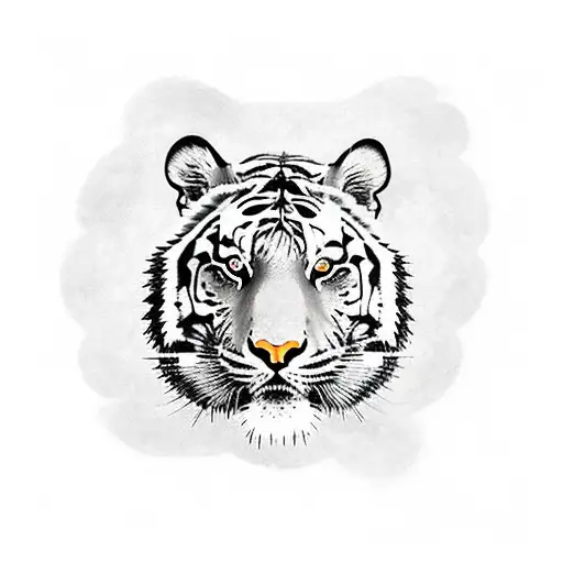 Tiger With Lotus Flowers