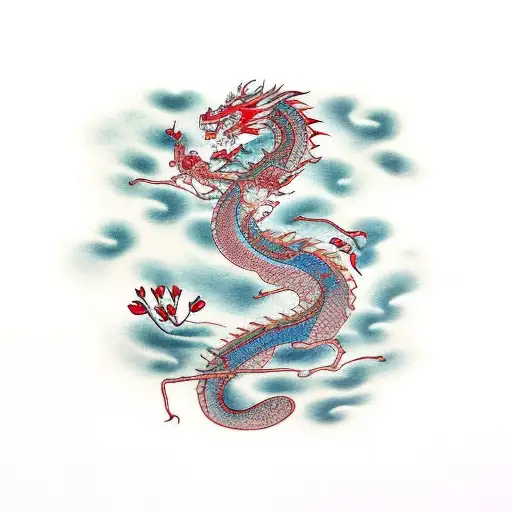 Dragon With Cherry Blossoms