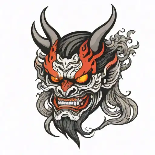 Oni Mask Surrounded Fire