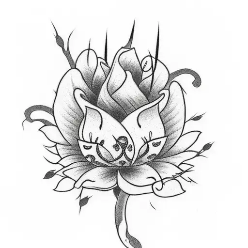 A Beautiful Flower With A Stalk And Thorns