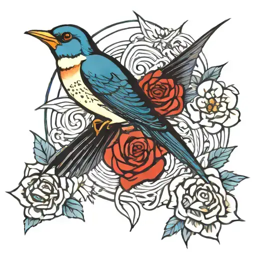 Swallow And Compas Rose