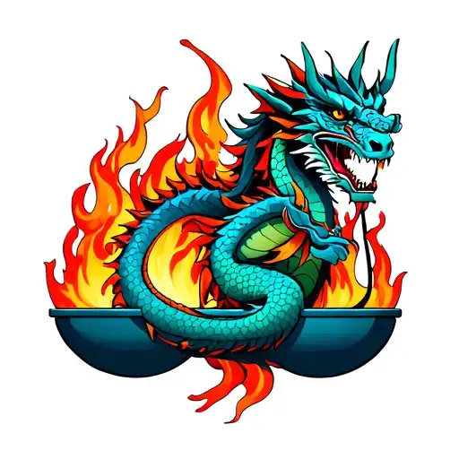 Libra Scale Balanced Dragon Wrapped Loosely Fire