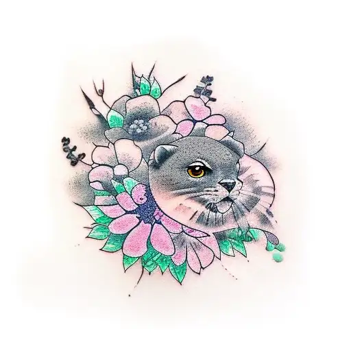 Dark Tattoo With Flowers And Animals