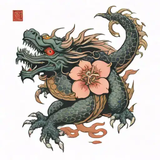 Sakura With A Dragon On Her Back