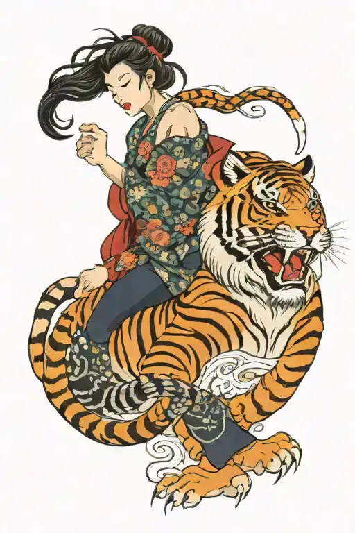 Virgo Beside An Earth Tiger Roaring