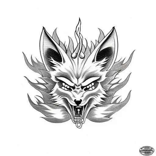 Fox Demon Oni With Datura Flowers