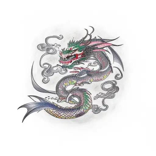 Dragon Flyring Through Sakuras