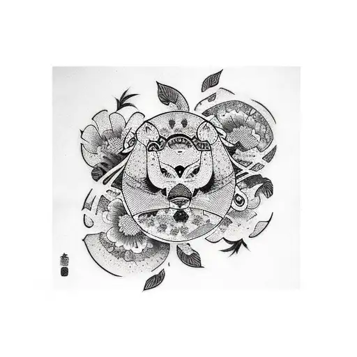 Dark Tattoo With Flowers And Animals