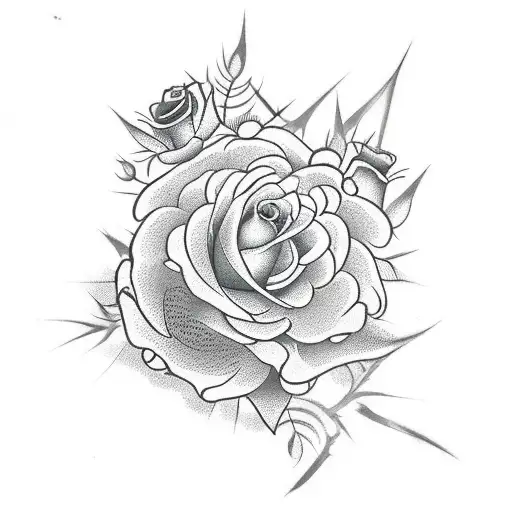 Rose With Thorns And Crowns