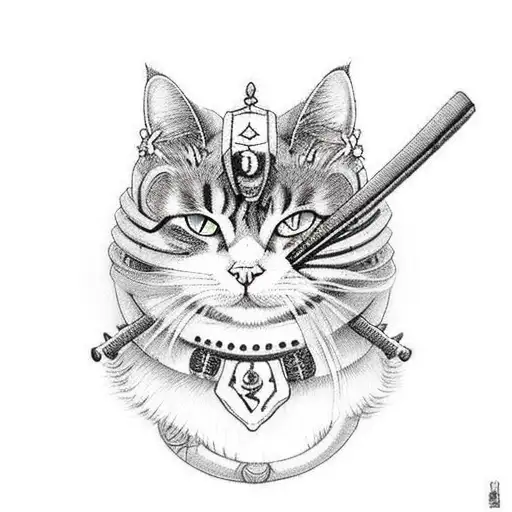 Cat With Samurai Armor