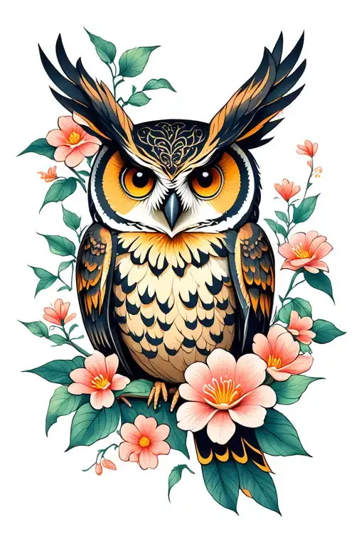 Owl Nature Flowers Surrounding