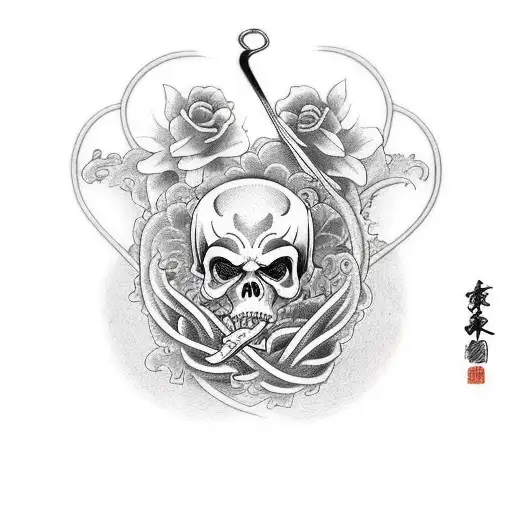 The Grim Reaper Intertwined With A Hour Glass