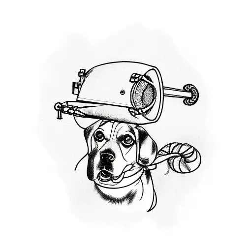 Dog Looking From Behind Anchor