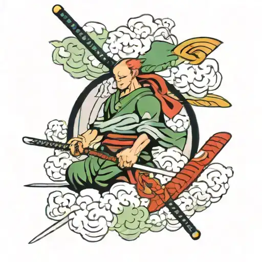 Roronoa Zoro Swords And Akatsuki Cloud Background