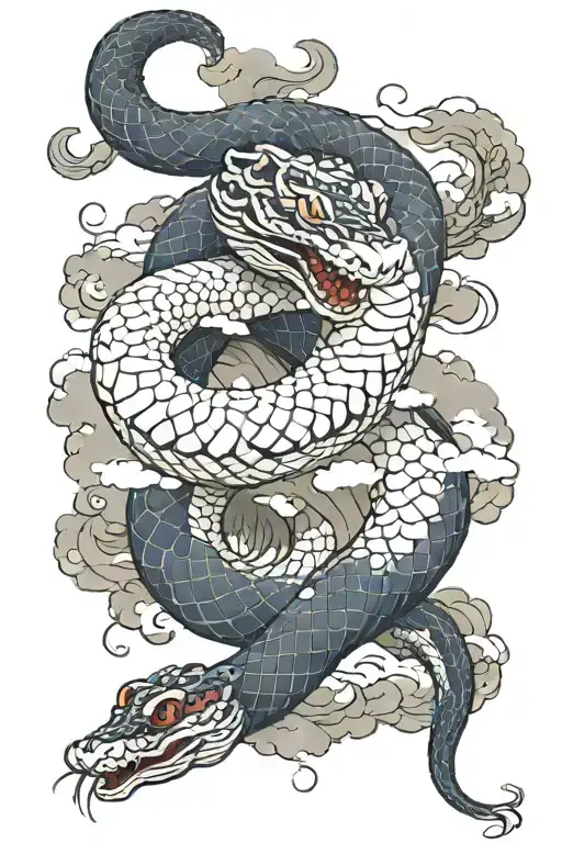 Snake Wrapped With Clouds
