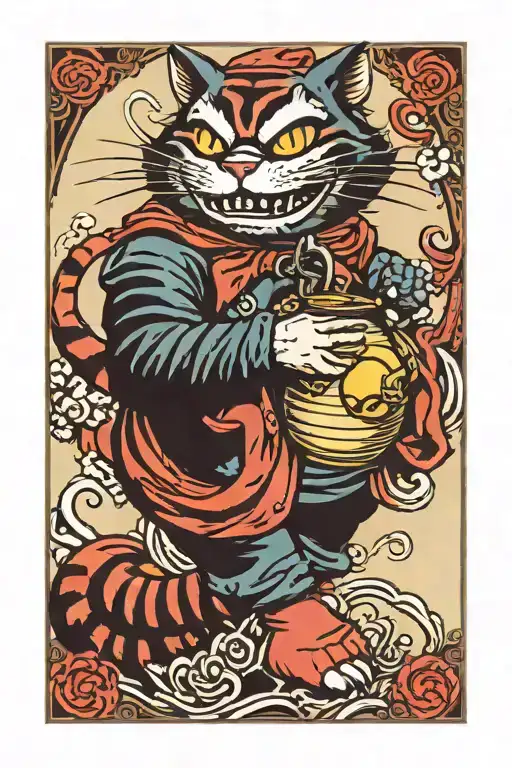 Cheshire Cat Holding Bomb