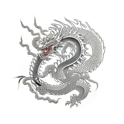 A Fierce Dragon Wrapped Around A Cherry Blossom Tree In A Medieval Japanese Setting