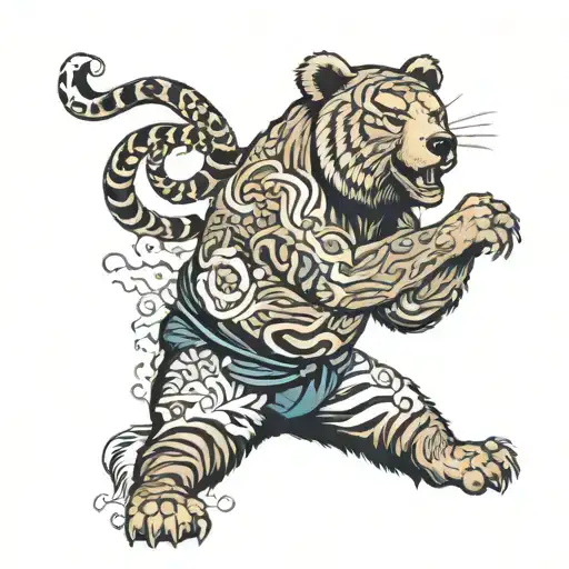 Bear Winning A Fight Against Tiger