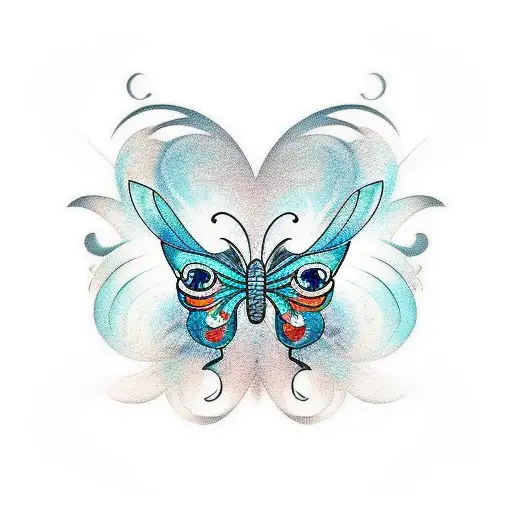 Abstract Cute Butterfly With Eyes On Its Wings