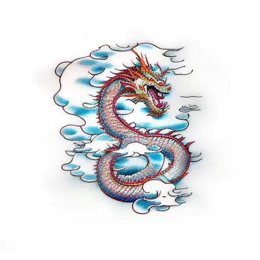 Dragon With Clouds And Finger Waves
