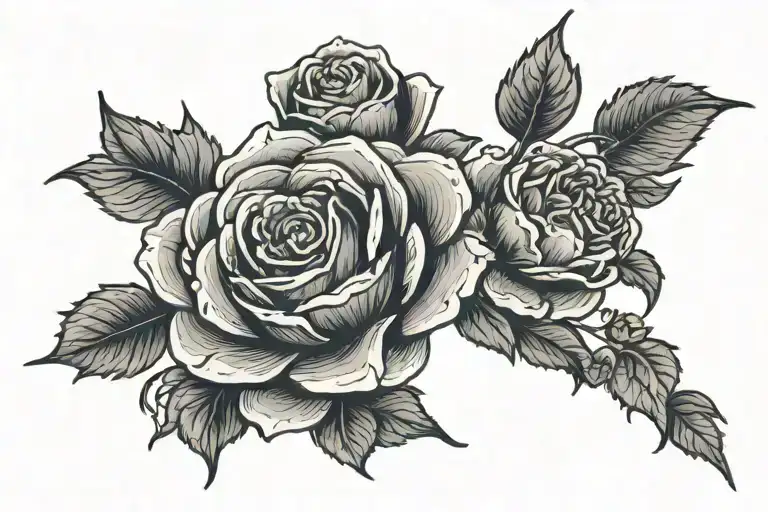 Black Line With A Rose Intertwined