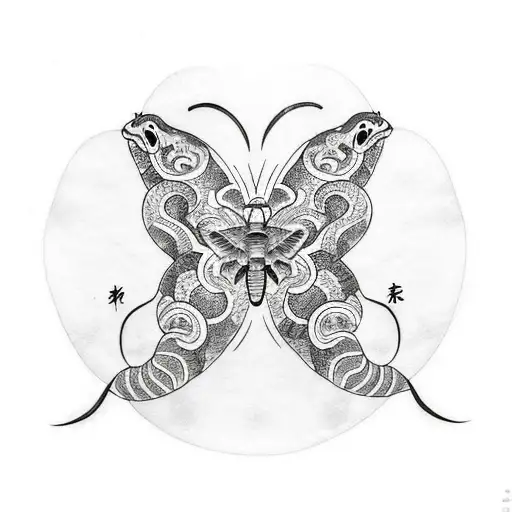 Two Snake Heads That Looks Like A Butterfly