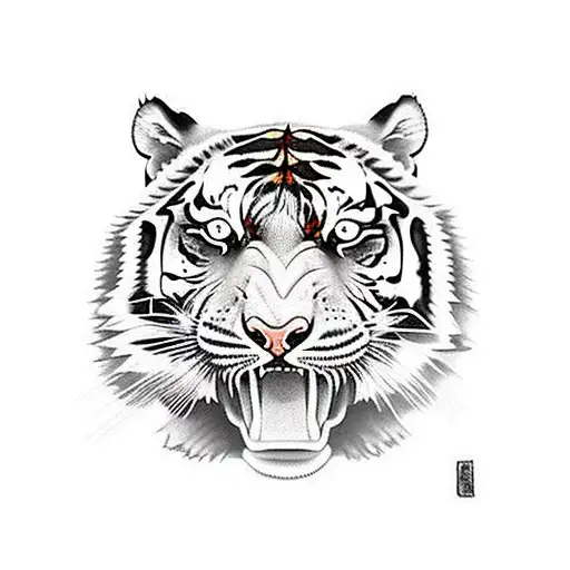 Tiger With Clowds And The Tiger Stripes Say Ana