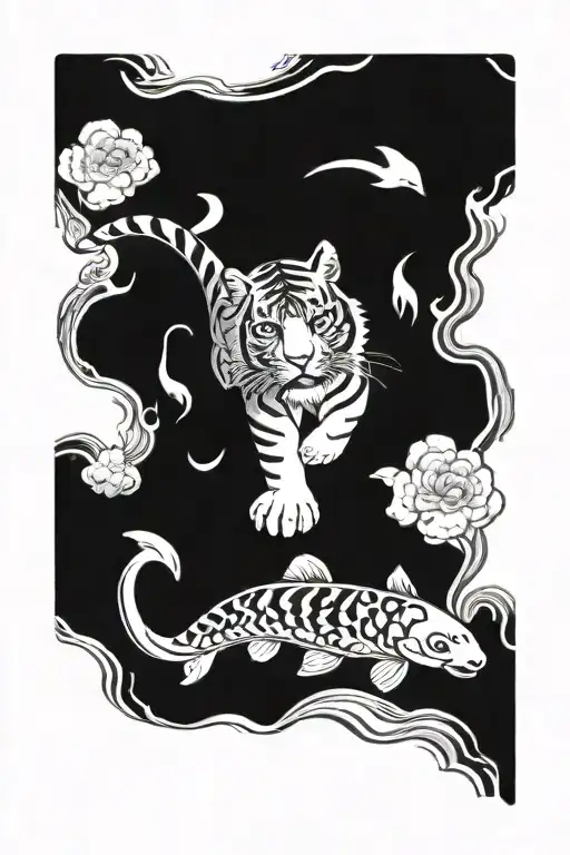 Tiger With Koi