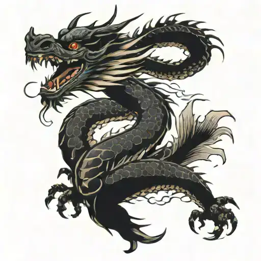 Black Dragon With A Cross