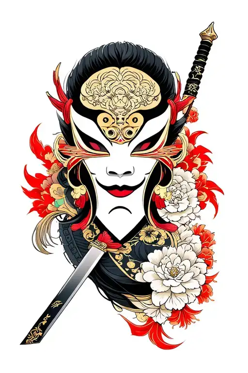 Raposa Oni Mask Katana Sword