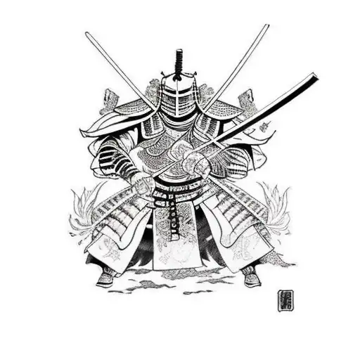 Knight Fighting Samurai