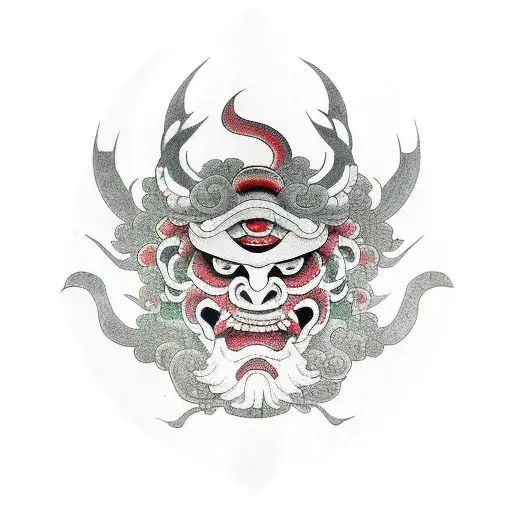 Cheryblossom Tree And Oni Mask