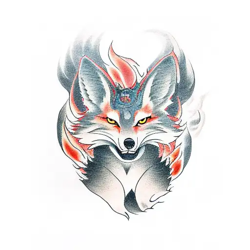 Kitsune With Smoke And Fire