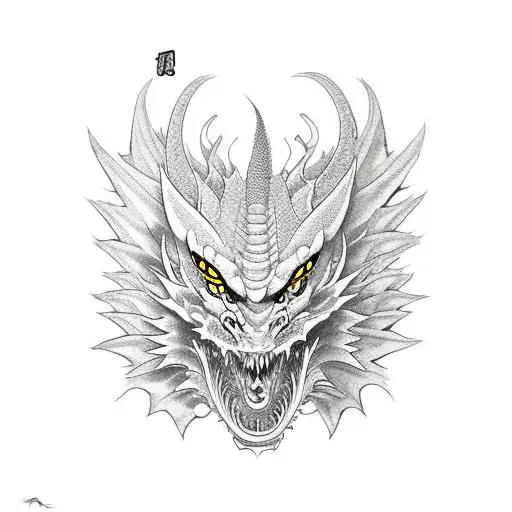 Dragon Coming Out Of A Kitsune Mask