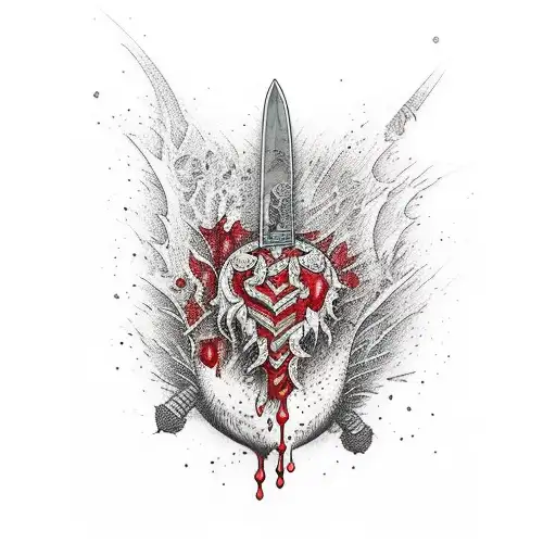 Dripping Blood Heart With Sword