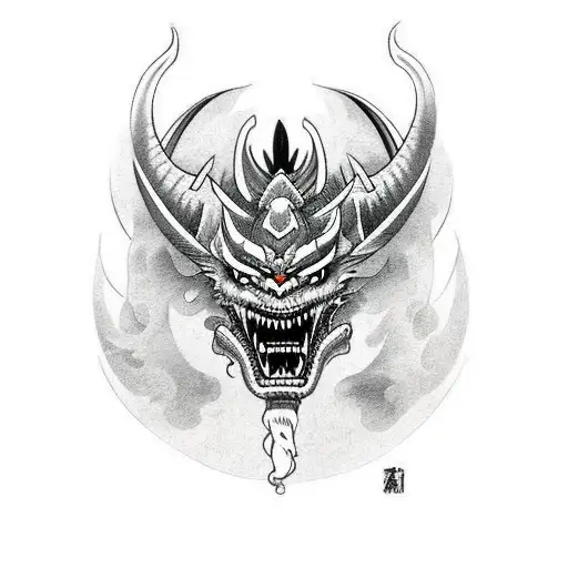 Samurai Fighting A Demon Dragon