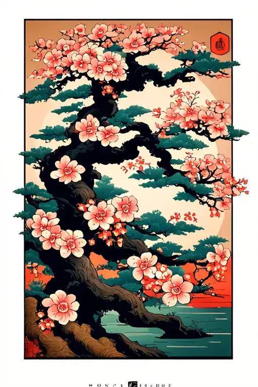 Oni And Sakura Tree Growing