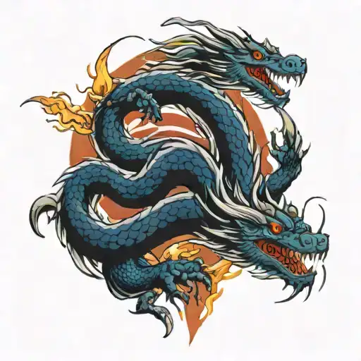 American Flag Ripping With Dragon Breathing Fire