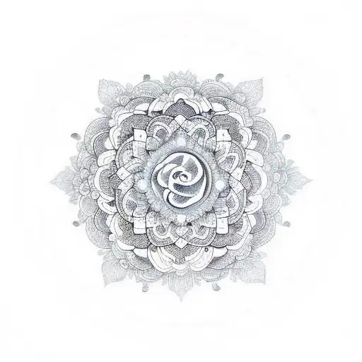 A Mandala With The Name Paulina Incorporated Into Intricate Floral Patterns
