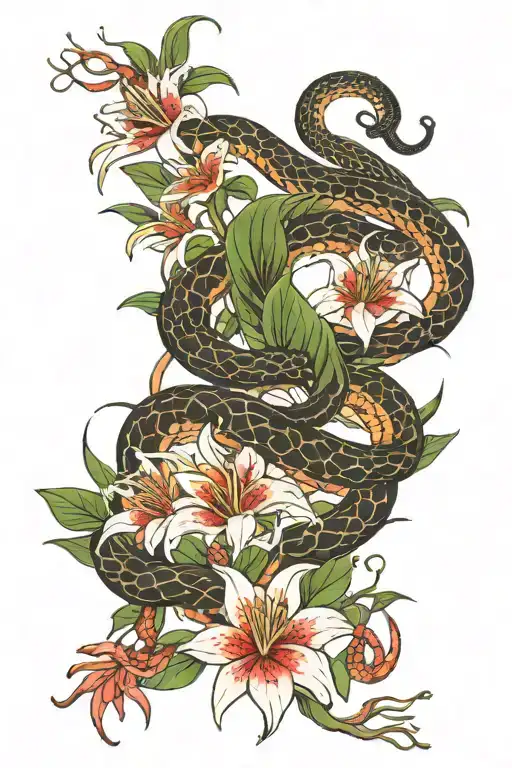 Spider Lily And Snakes Put The Roots