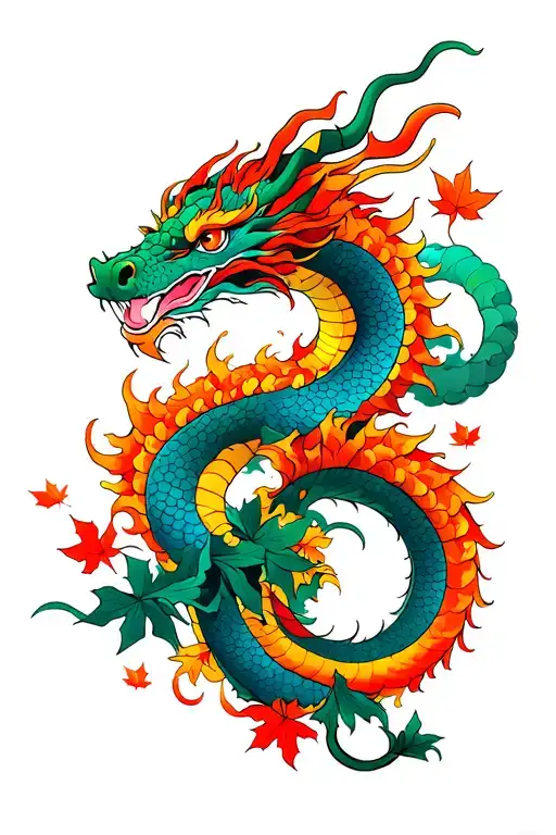 Dragon Clouds Maple Leaves