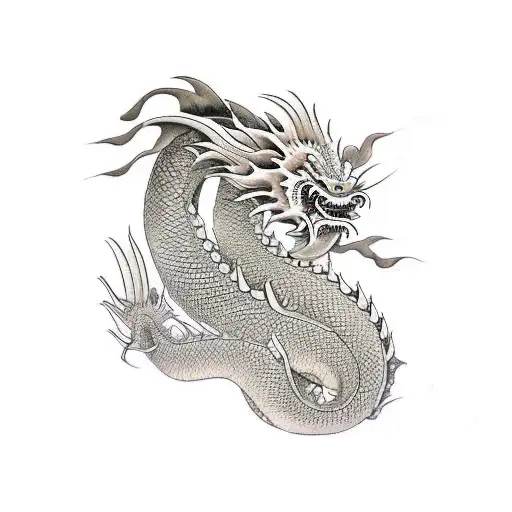 Japanese Dragon Going Around Arm And Shoulder