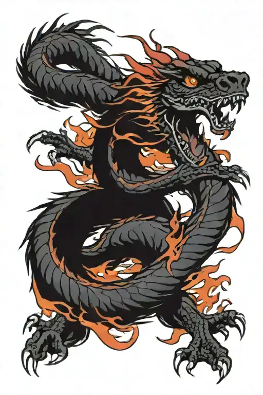 American Flag Ripping With Dragon Breathing Fire