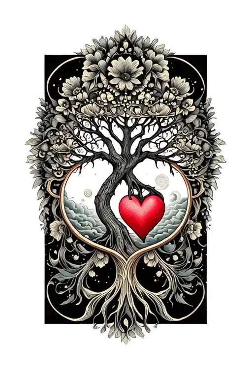 Intricate Mandala Design Incorporating Tree Of Life And Heart