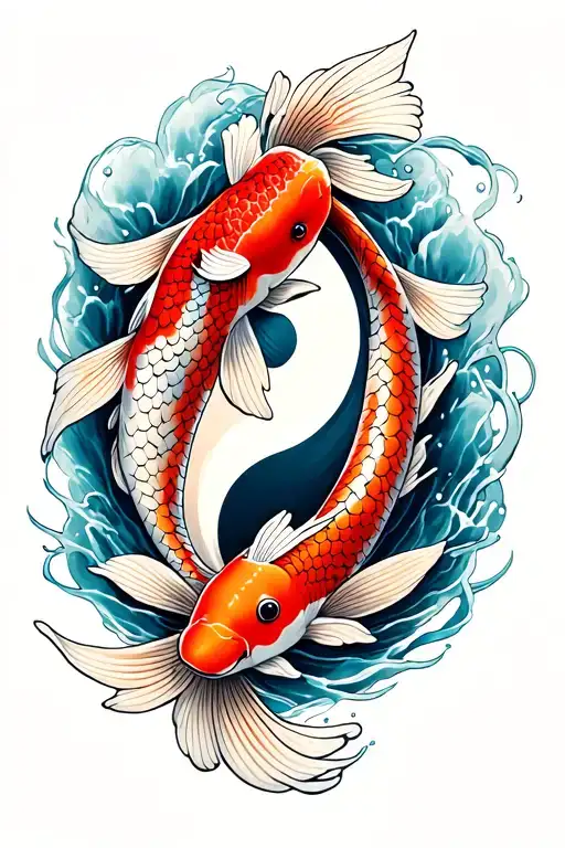 Koi Fish With Ying Yang